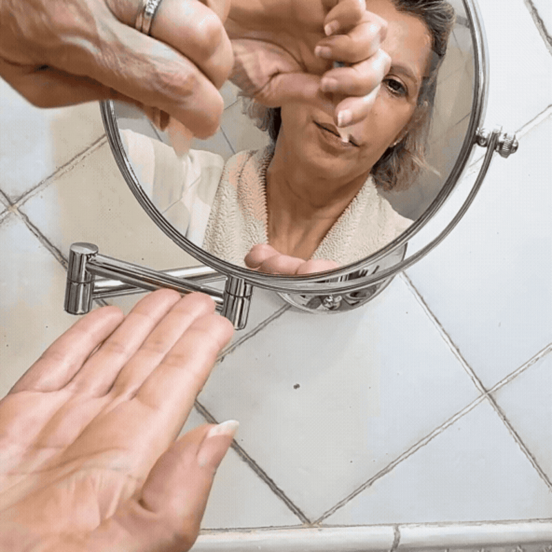 Dispense the serum into your fingertips and gen...