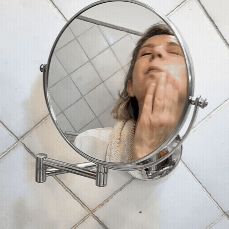 Press and smooth evenly over your face, neck, a...